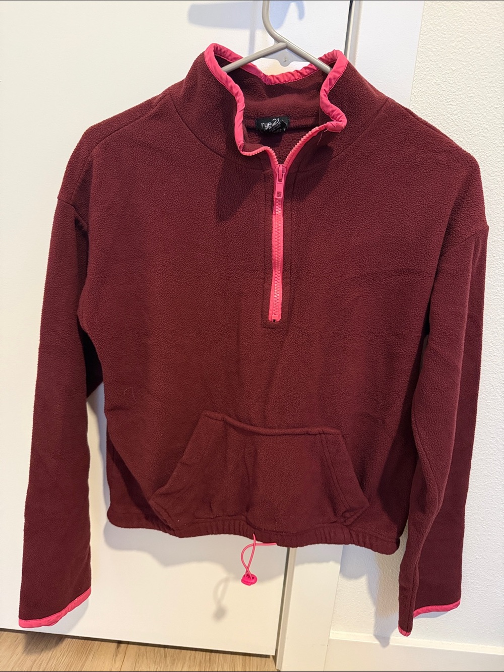 Rue21 Maroon Fleece Pullover with Pink Trim